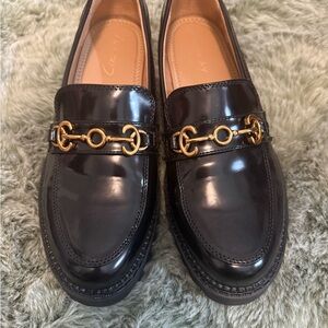 Circus by Sam Edelman Black Loafers with Gold Accents